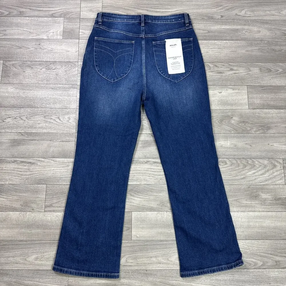 ROLLAS Dusters Bootcut Crop Denim Jeans High Rise Dark Wash sz 32 - Picture 6 of 8